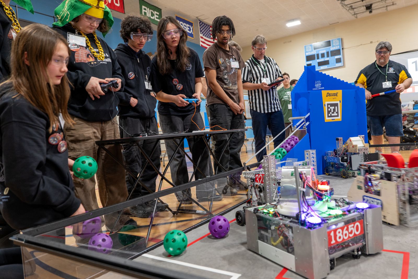 Bennington Area Robotics students operating their robots at the Vermont FIRST Tech Challenge state championship
